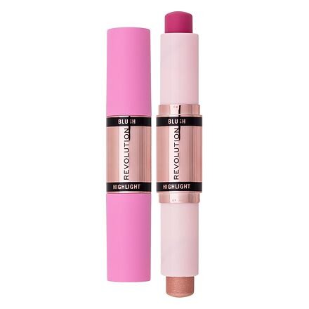 Makeup Revolution London Blush & Highlight Stick tvářenka a rozjasňovač v tyčince 4,3 g odstín Champagne Shine
