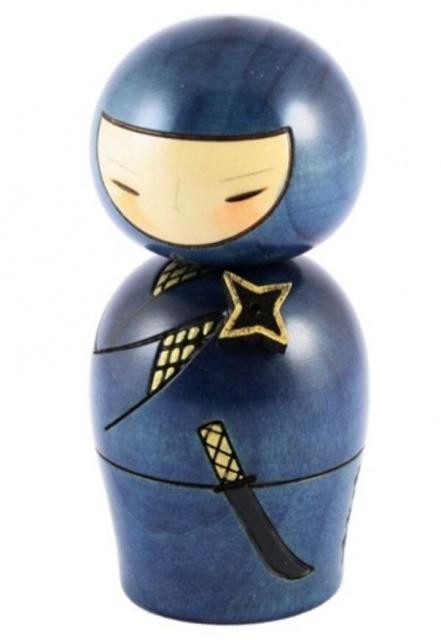JPa Japonská panenka Kokeshi Ninja Blue 12,5 cm