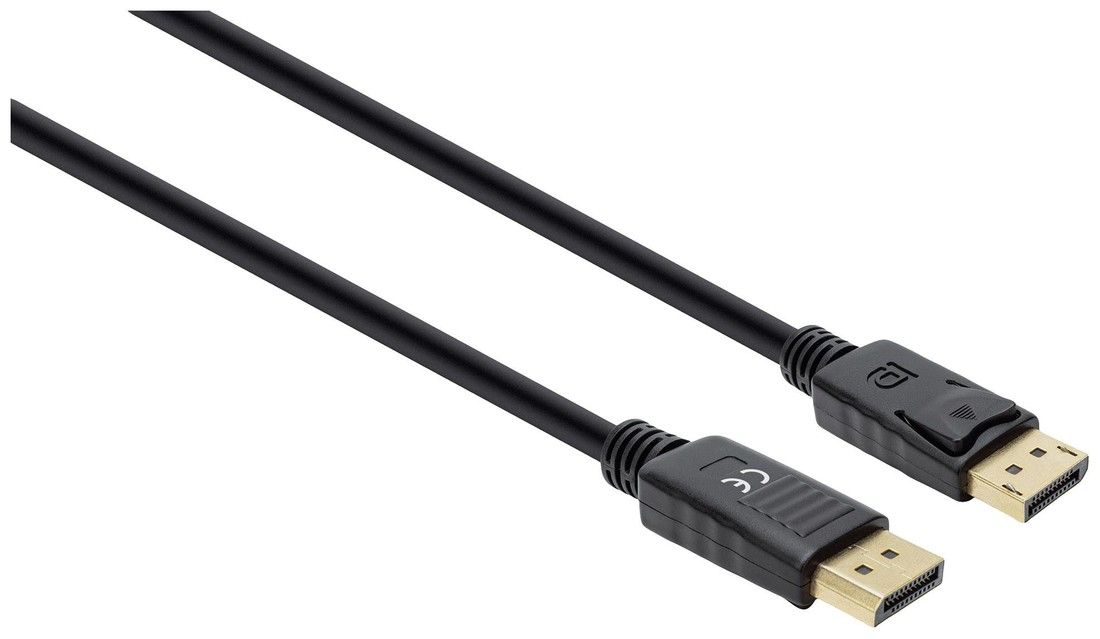 Manhattan DisplayPort kabel Konektor DisplayPort, Konektor DisplayPort 1.00 m černá 355582 DisplayPort 1.4 , třížilový stíněný, PVC plášť, pozlacené kontakty Kabel DisplayPort