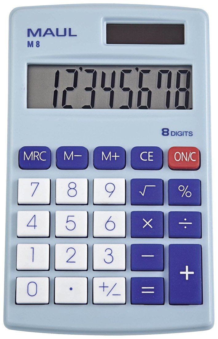 Maul M 8 kapesní kalkulačka světle modrá Displej (počet míst): 8 na baterii, solární napájení