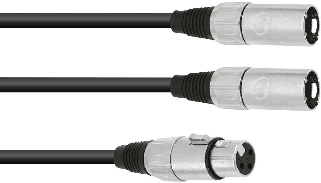 Omnitronic 30225204 XLR kabelový adaptér [1x XLR zásuvka 3pólová - 2x XLR zástrčka 3pólová] 1.00 m černá