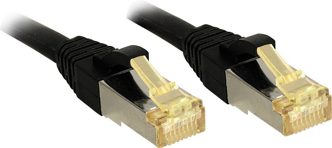 LINDY 47305 RJ45 síťové kabely, propojovací kabely CAT 6a (surový kabel CAT 7)  S/FTP 0.30 m černá s ochranou 1 ks