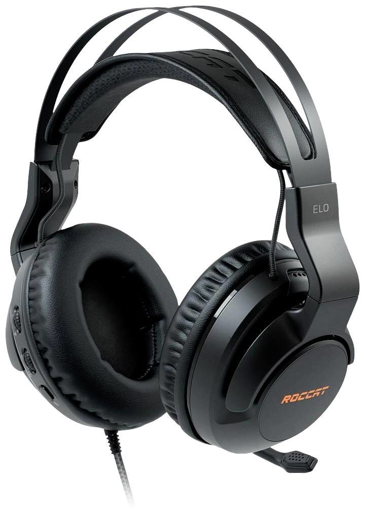 Roccat ELO Gaming Sluchátka Over Ear kabelová 7.1 Surround černá Redukce šumu mikrofonu, Potlačení hluku regulace hlasitosti, Vypnutí zvuku mikrofonu