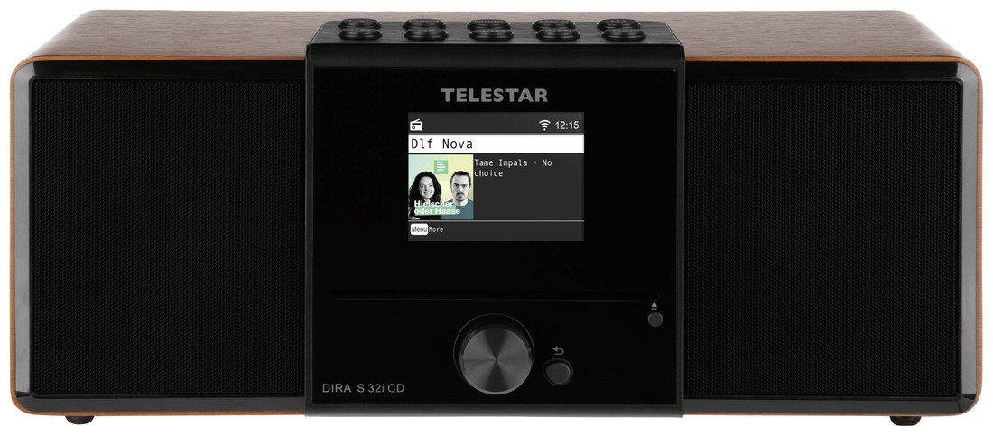 Telestar DIRA S 32i CD (holzoptik) CD-rádio DAB plus , FM, internetové DLNA, Wi-Fi, USB, CD, Bluetooth, internetové rádio vč. dálkového ovládání dřevo (tmavé)