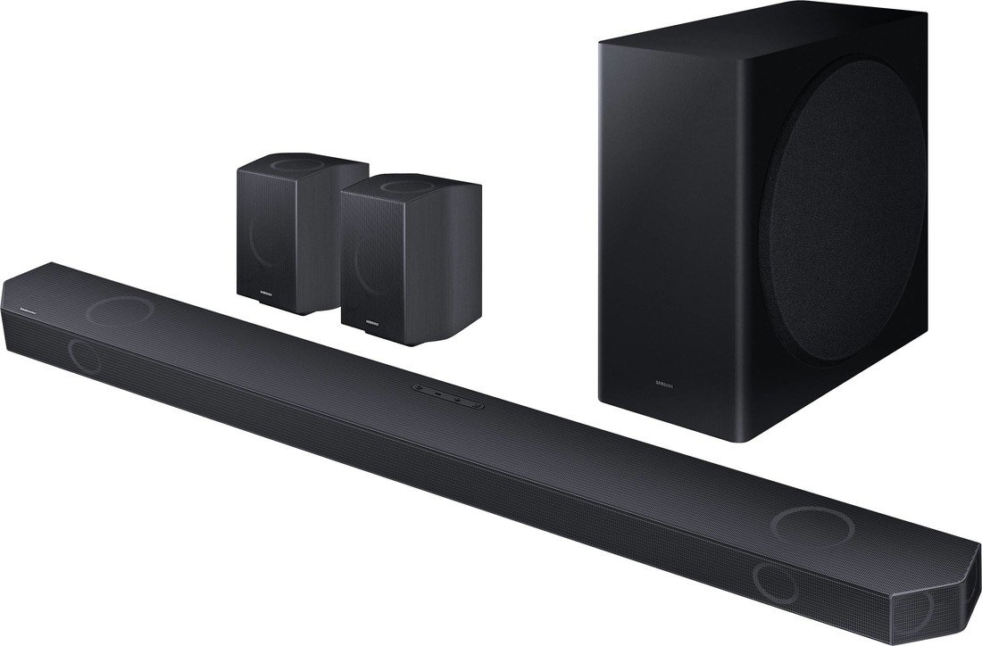 Samsung HW-Q935GC/ZG Surround System černá Bluetooth®, Dolby Atmos® , vč. bezdrátového subwooferu, Ovládání řečí , Wi-Fi, upevnění na zeď