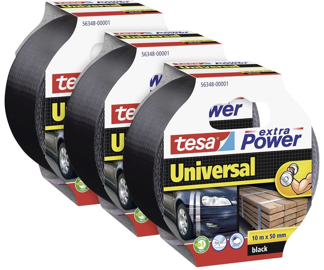 tesa extra Power® UNIVERSAL 56348 páska se skelným vláknem černá (d x š) 10 m x 50 mm 3 ks