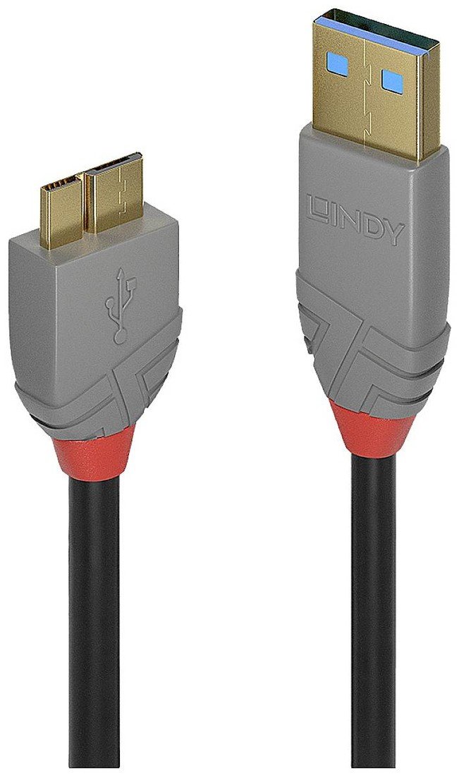 LINDY USB kabel USB 3.2 Gen1 (USB 3.0 / USB 3.1 Gen1) USB-A zástrčka, USB Micro-B zástrčka 3.00 m černá  36768