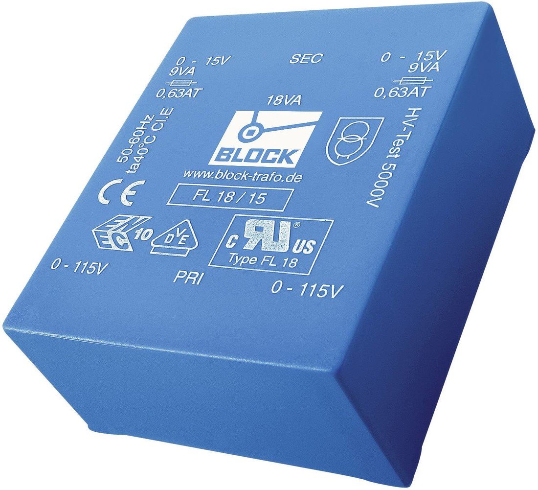 Block FL 4/9 transformátor do DPS 2 x 115 V 2 x 9 V/AC 4 VA 222 mA