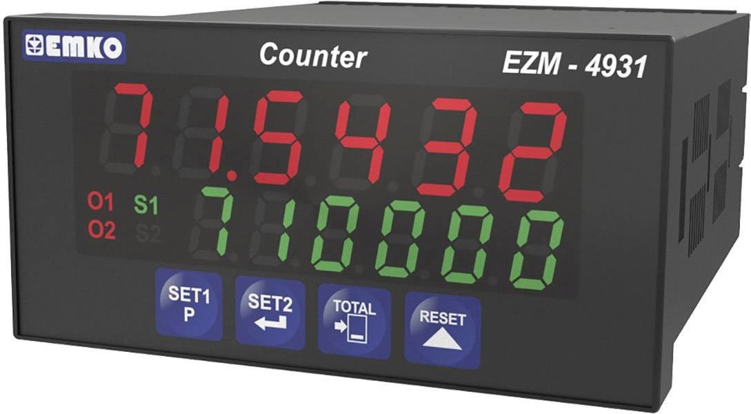 Emko EZM-4931.5.00.1.1/01.00/0.0.0.0 přednastavené počítadlo Přednastavitelné počítadlo EZM-4931.5.00.1.1 /01.00 /0.0.0.0 200 KHz, 230V/AC, NPN a PNP, 2x relé RS232