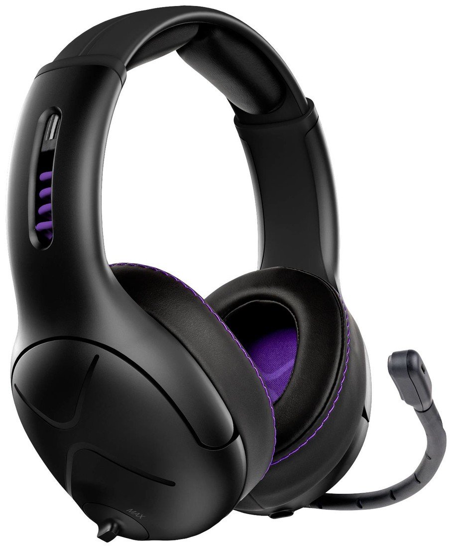 PDP 052-003-EU Gaming Sluchátka Over Ear Bluetooth® stereo černá, fialová Redukce šumu mikrofonu regulace hlasitosti, Vypnutí zvuku mikrofonu