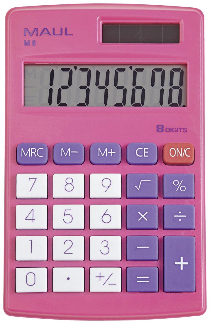 Maul M 8 kapesní kalkulačka růžová Displej (počet míst): 8 na baterii, solární napájení