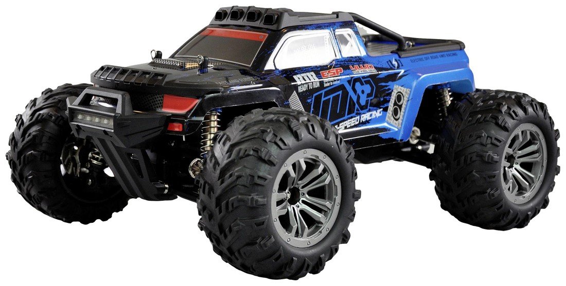 Amewi Daphoenodon modrá komutátorový 1:12 RC model auta elektrický monster truck 4WD (4x4) RtR 2,4 GHz vč. akumulátorů a nabíječky , se světelným efektem