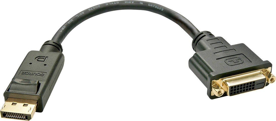 LINDY 41004  kabelový adaptér [1x zástrčka DisplayPort - 1x DVI zásuvka 24 plus 1pólová] černá  15.00 cm
