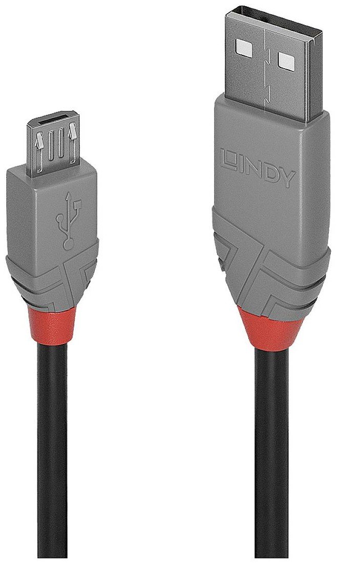 LINDY USB kabel USB 2.0 USB-A zástrčka, USB Micro-B zástrčka 5.00 m černá, šedá  36735