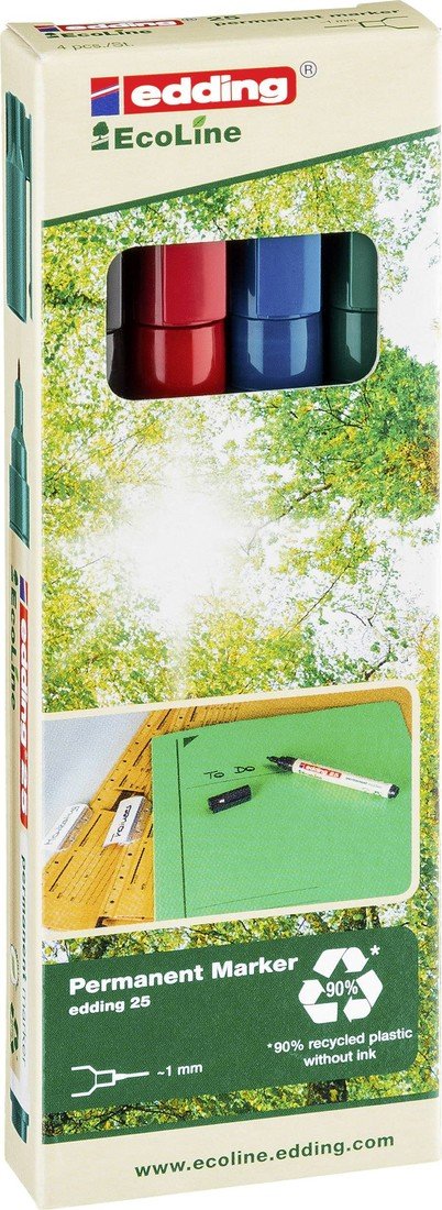 Edding e-25 EcoLine 4-25-4 permanentní popisovač  černá, červená, modrá, zelená Vodotěsné: Ano