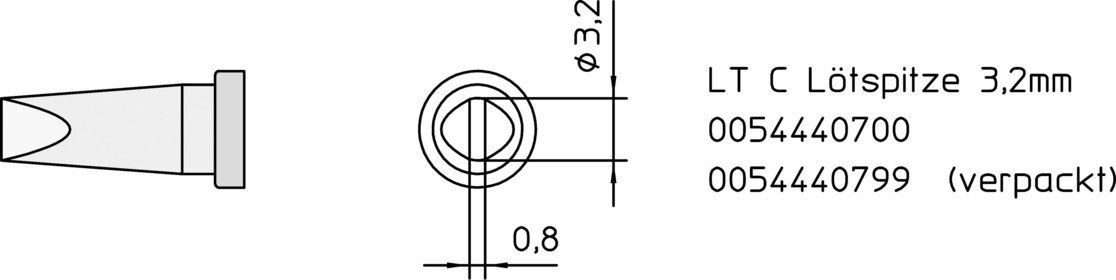 Weller LT-C pájecí hrot dlátový, rovný Velikost hrotů 3.2 mm  Obsahuje 1 ks