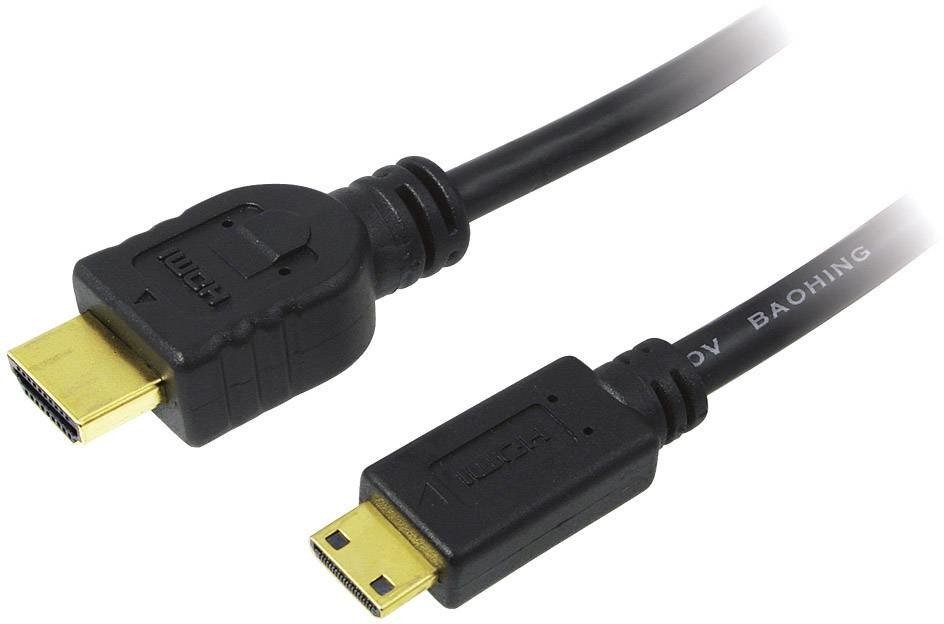 LogiLink HDMI kabel Zástrčka HDMI-A, Zástrčka HDMI Mini-C 1.50 m černá CH0022 Audio Return Channel, pozlacené kontakty, Ultra HD (4K) HDMI HDMI kabel