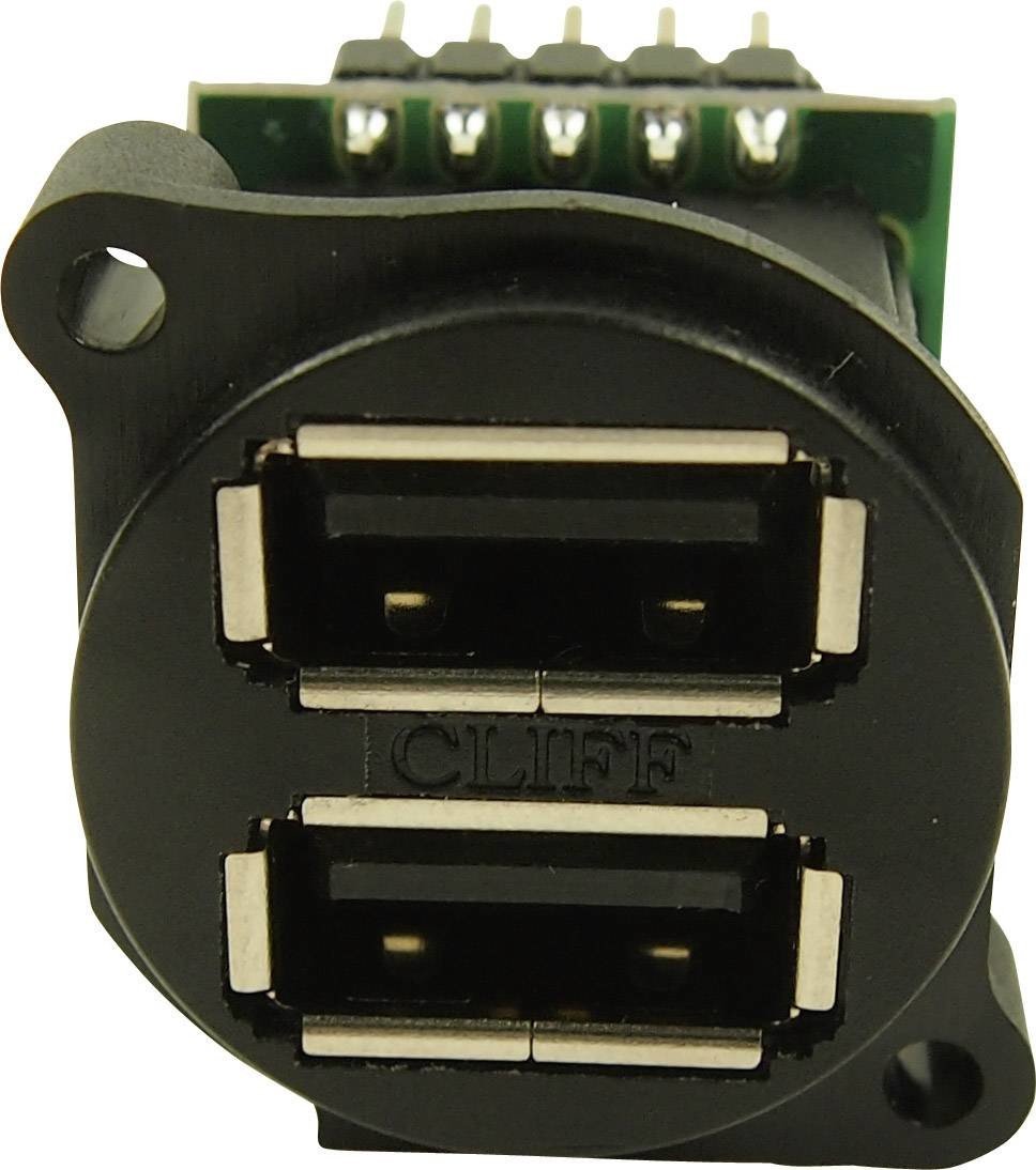 Dvojitá USB zásuvka v XLR provedení zásuvka, vestavná vertikální CP30090 XLR-USB2x2 CP30090 Cliff Množství: 1 ks