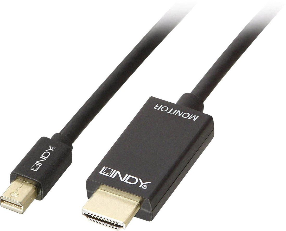 LINDY Mini-DisplayPort  / HDMI kabelový adaptér Mini DisplayPort konektory, Zástrčka HDMI-A 2.00 m černá 36927  Kabel DisplayPort