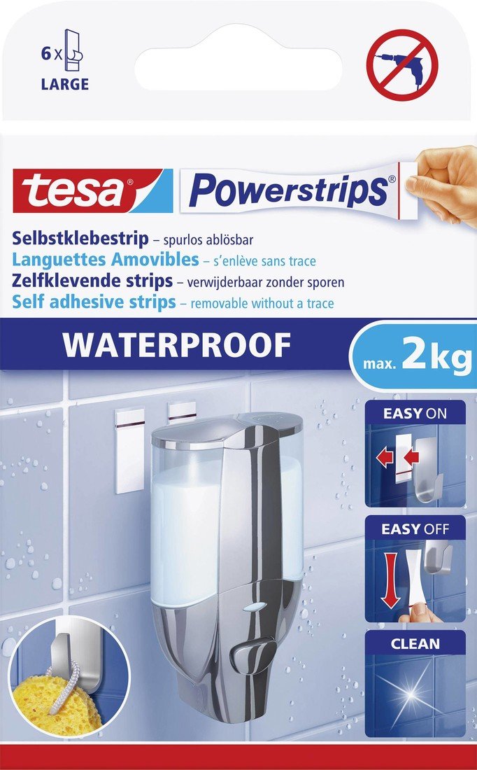 tesa POWERSTRIPS® Tesa Powerstrips® Waterproofstrips Large  bílá Množství: 6 ks