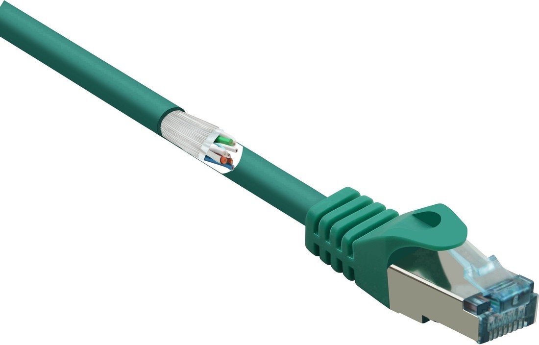 Renkforce RF-5224658 RJ45 síťové kabely, propojovací kabely CAT 6A S/FTP 3.00 m zelená s ochranou, samozhášecí 1 ks