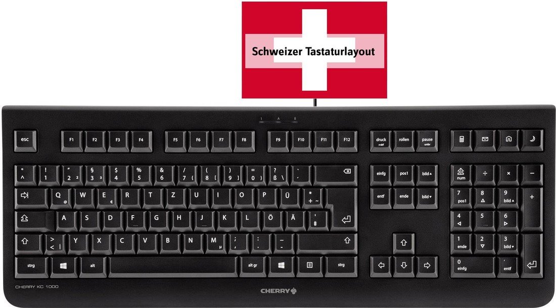 Klávesnice CHERRY KC 1000 černá  švýcarská, QWERTZ, Windows®