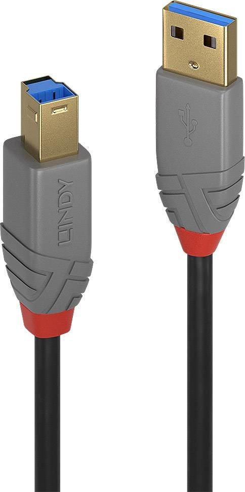 LINDY USB kabel USB 3.2 Gen1 (USB 3.0 / USB 3.1 Gen1) USB-A zástrčka, USB-B zástrčka 3.00 m černá  36743