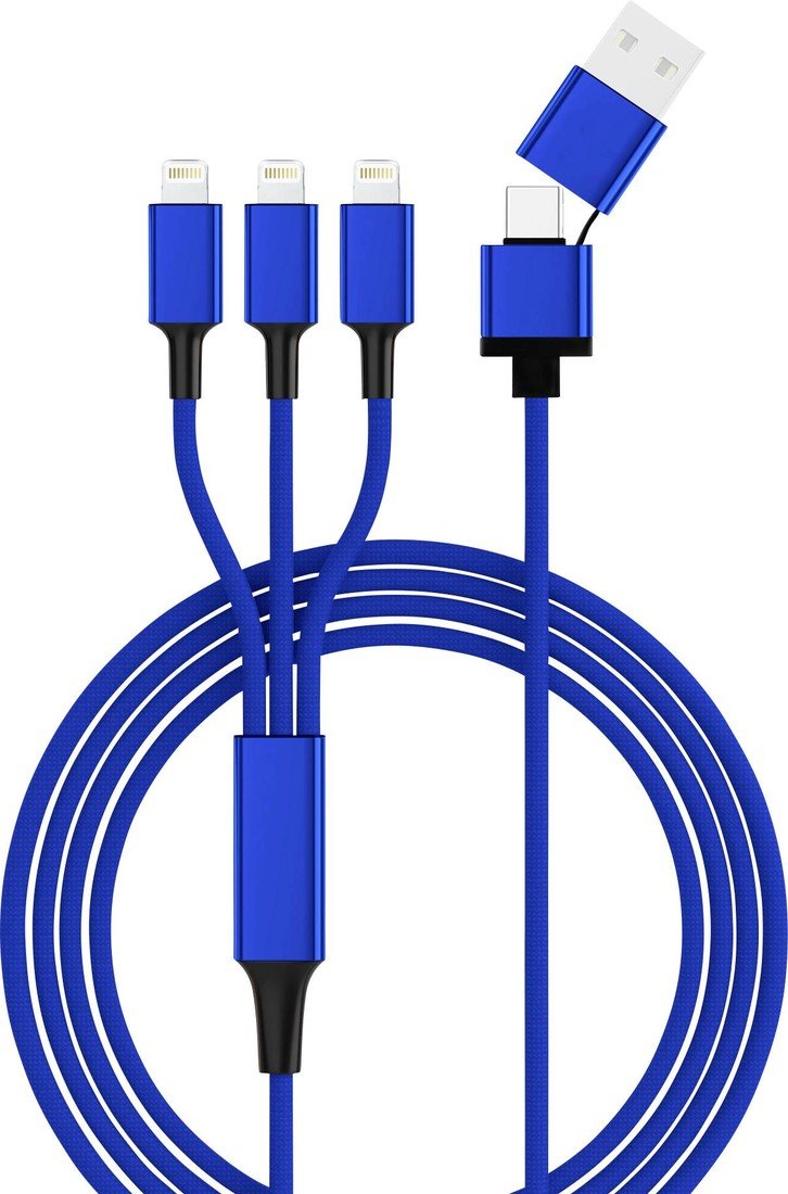 Smrter Nabíjecí kabel USB USB 2.0 USB-A zástrčka, USB-C ® zástrčka, Apple Lightning konektor 1.20 m modrá  SMRTER_TRIO_L_NB