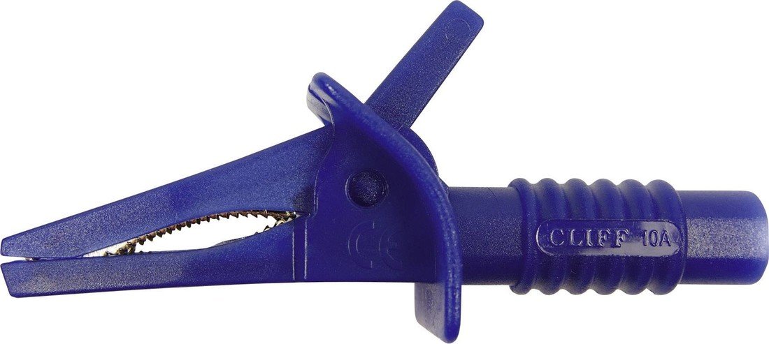 Cliff FCR7943 bezpečnostní krokosvorka, konektor 4 mm, CAT II 1000 V, CAT III 600 V, modrá