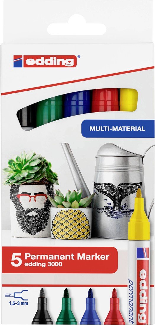 Edding e-3000/5 4-3000-5 permanentní popisovač  černá, modrá, červená, zelená, žlutá Vodotěsné: Ano