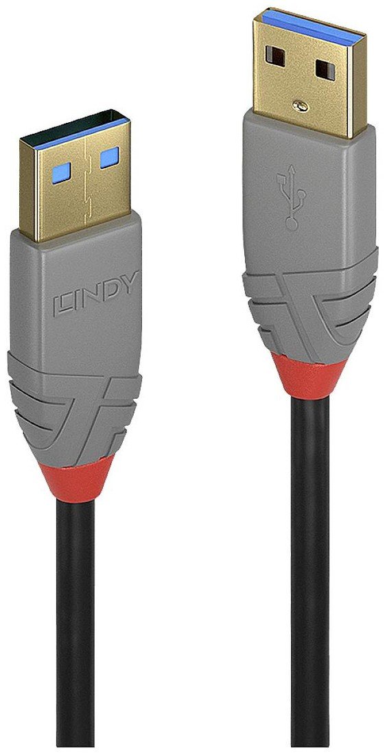 LINDY USB kabel USB 3.2 Gen1 (USB 3.0 / USB 3.1 Gen1) USB-A zástrčka, USB-A zástrčka 5.00 m černá, šedá  36754