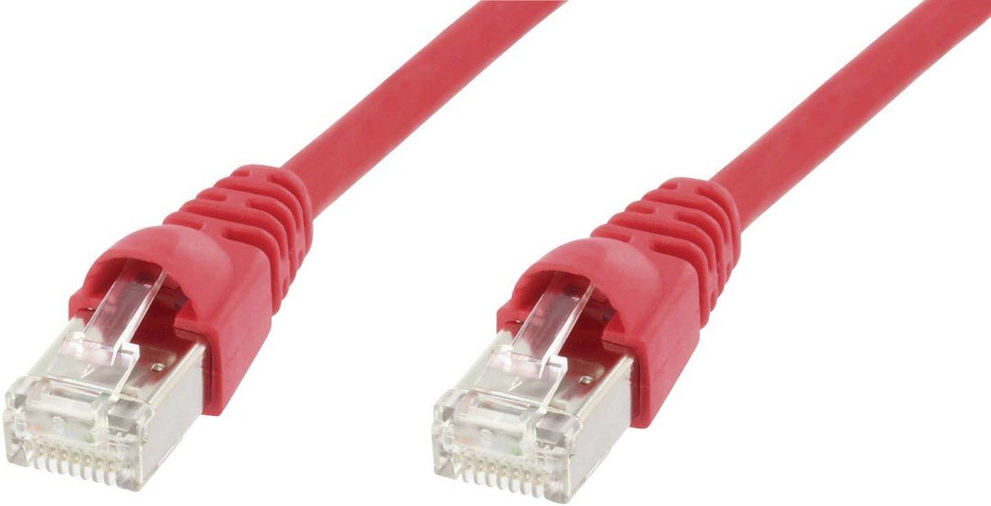 Telegärtner L00002A0114 RJ45 síťové kabely, propojovací kabely CAT 6A S/FTP 3.00 m červená samozhášecí, s ochranou, samozhášecí, bez halogenů, UL certifikace 1 ks