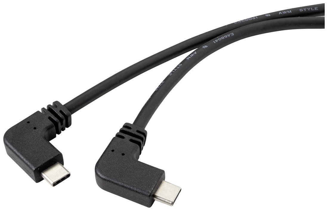 Renkforce USB kabel USB 3.2 Gen2 (USB 3.1 Gen2) USB-C ® zástrčka, USB-C ® zástrčka 1.20 m černá 90° zatočeno doleva RF-4633064