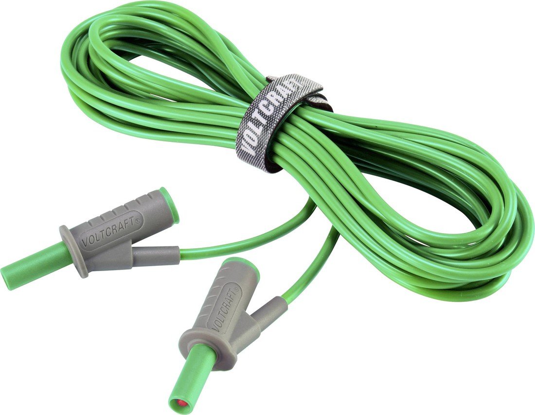 Velmi ohebné bezpečnostní měřicí kabely [lamelová zástrčka 4 mm - lamelová zástrčka 4 mm] 5.00 m;zelená;MSB-501 10 A