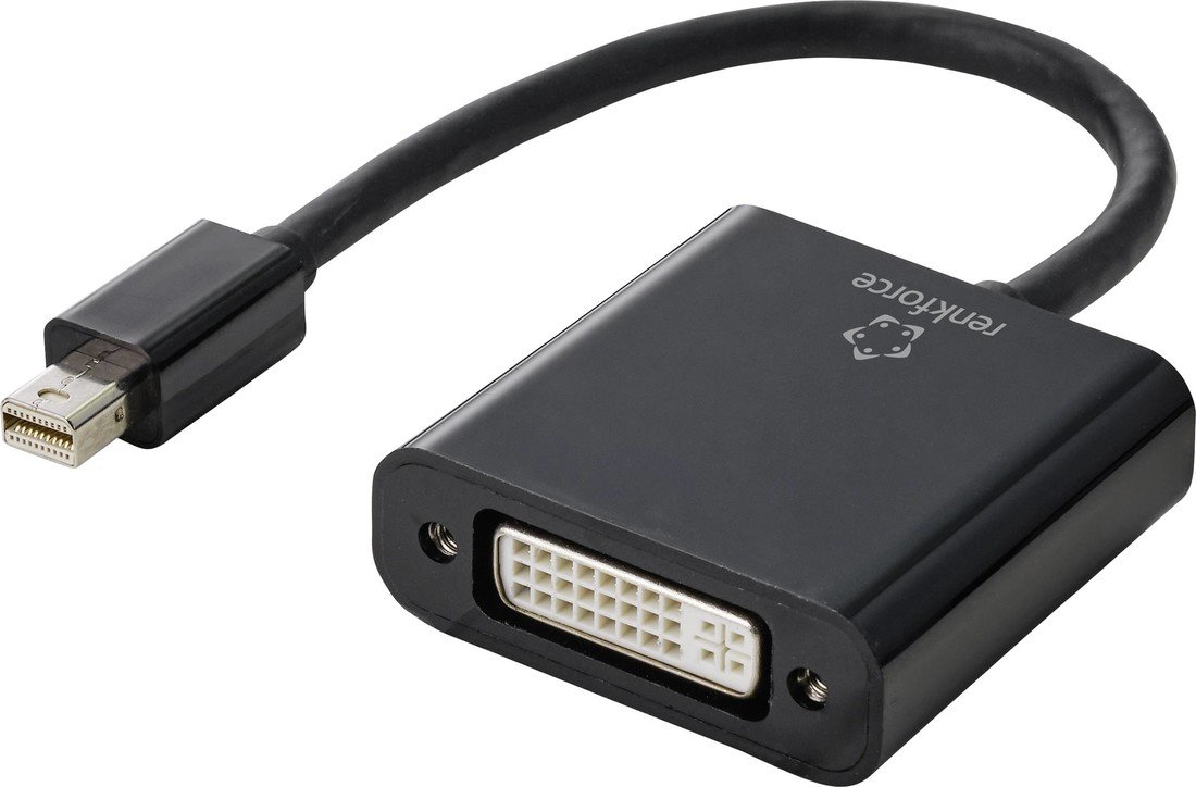 Renkforce RF-4769258 DisplayPort / DVI adaptér [1x mini DisplayPort zástrčka - 1x DVI zásuvka 24 plus 5pólová] černá PVC plášť 15.00 cm
