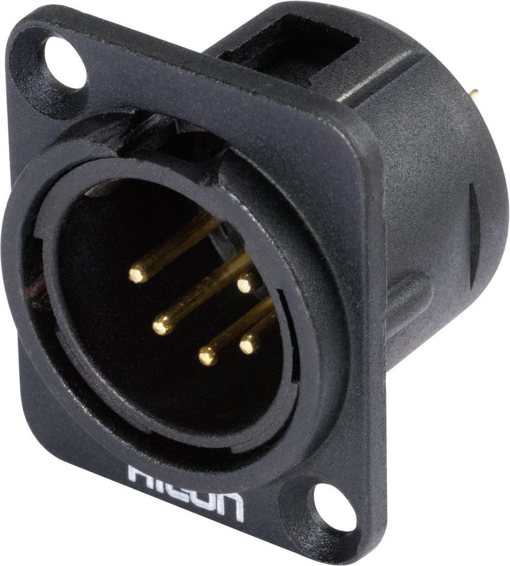 Hicon HI-X5DM-G XLR konektor přírubová zástrčka, rovná Pólů: 5  černá 1 ks