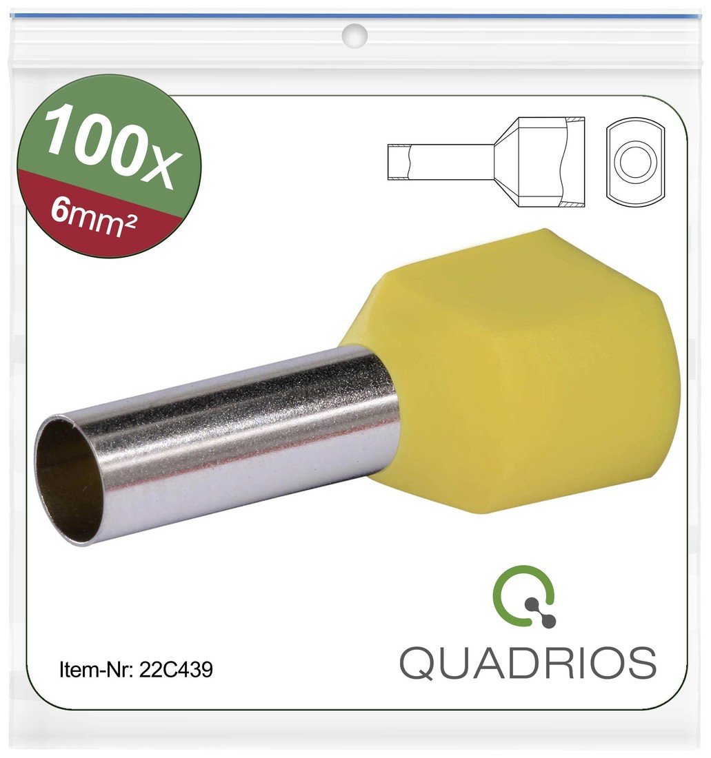 Quadrios 22C439 dutinka 6 mm² částečná izolace žlutá 1 sada