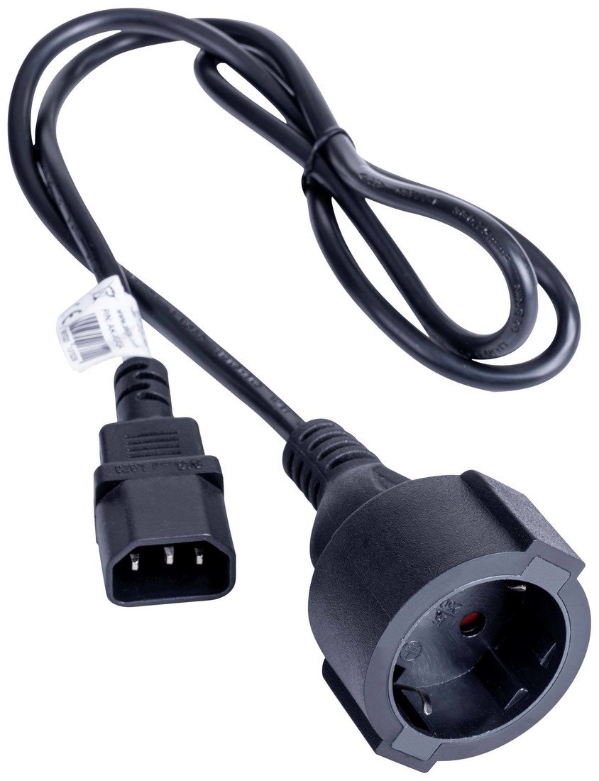 Akyga napájecí kabel [1x IEC zástrčka C14 10 A - 1x zásuvka s ochranným kontaktem ] 1.00 m černá