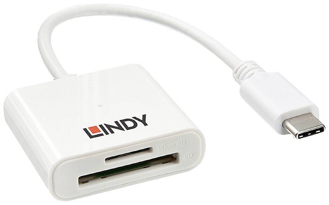 LINDY    externí čtečka paměťových karet    microSD, SD, USB-C® USB 3.2 (1. generace)  bílá