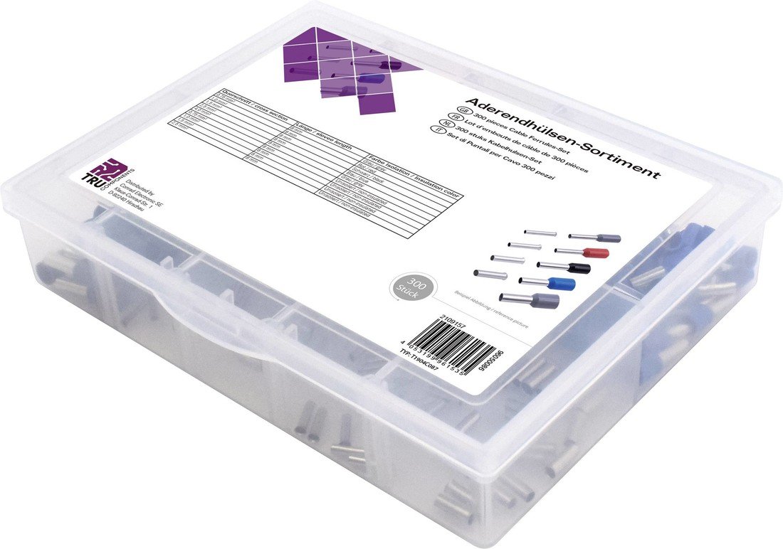 TRU COMPONENTS T1904C087 sada dutinek 4 mm² částečná izolace šedá, červená, černá, modrá 300 díly