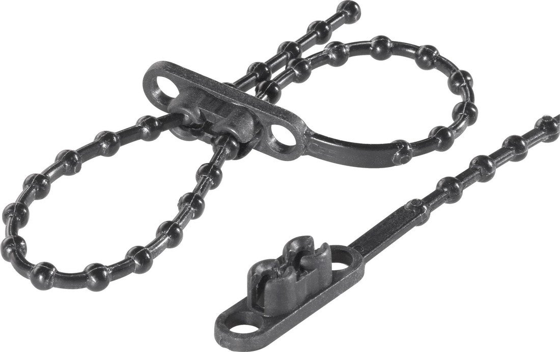 TRU COMPONENTS 1592905 TC-KTVR145BK203 kuličkový pásek stahovací 145 mm 2 mm černá s dvojitou hlavou 100 ks