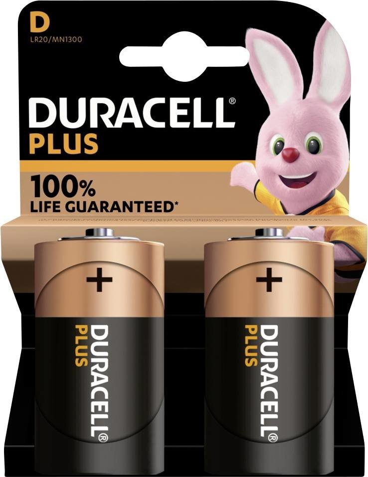 Duracell Plus-D K2 baterie velké mono D alkalicko-manganová  1.5 V 2 ks