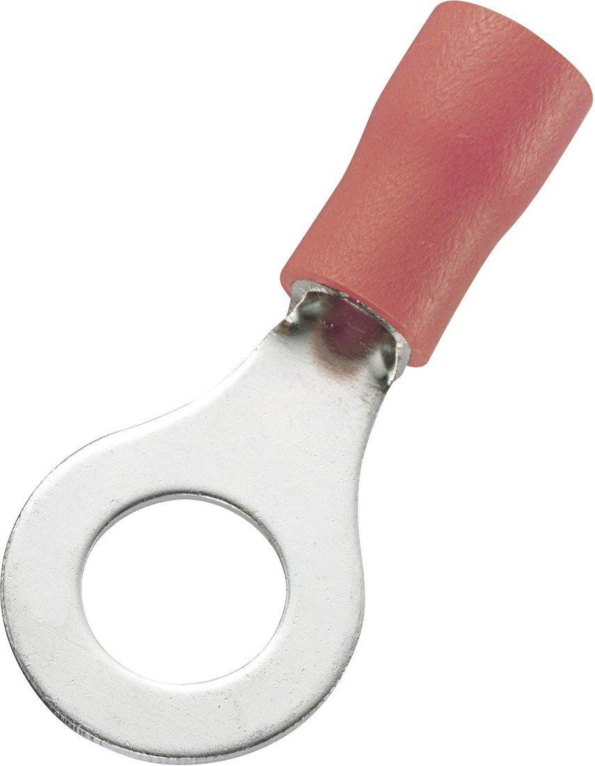 TRU COMPONENTS 1572135 kulaté kabelové oko  Průřez (max.)=1.50 mm² Ø otvoru=6.4 mm částečná izolace červená 100 ks