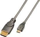 LINDY HDMI kabel USB Micro-B zástrčka, Zástrčka HDMI-A 2.00 m šedá 41567  HDMI kabel