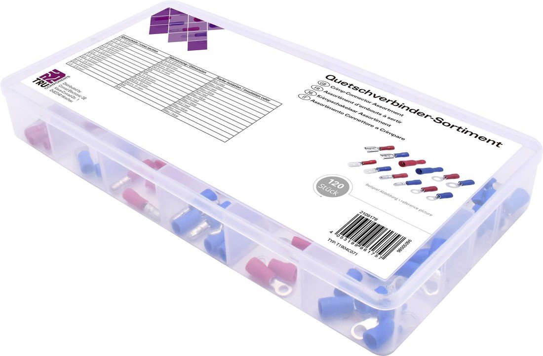 TRU COMPONENTS T1904C071 krimpovací sada 0.50 mm² 2.50 mm² červená, modrá 120 díly