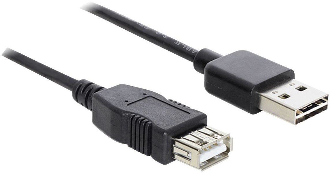 Delock USB kabel USB 2.0 USB-A zástrčka, USB-A zásuvka 5.00 m černá oboustranně zapojitelná zástrčka, pozlacené kontakty, UL certifikace 83373