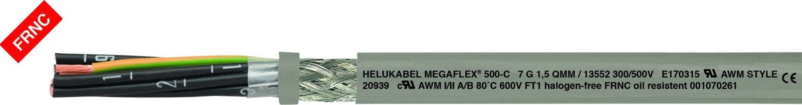 Helukabel MEGAFLEX® 500-C řídicí kabel 3 G 0.75 mm² šedá 13517 metrové zboží