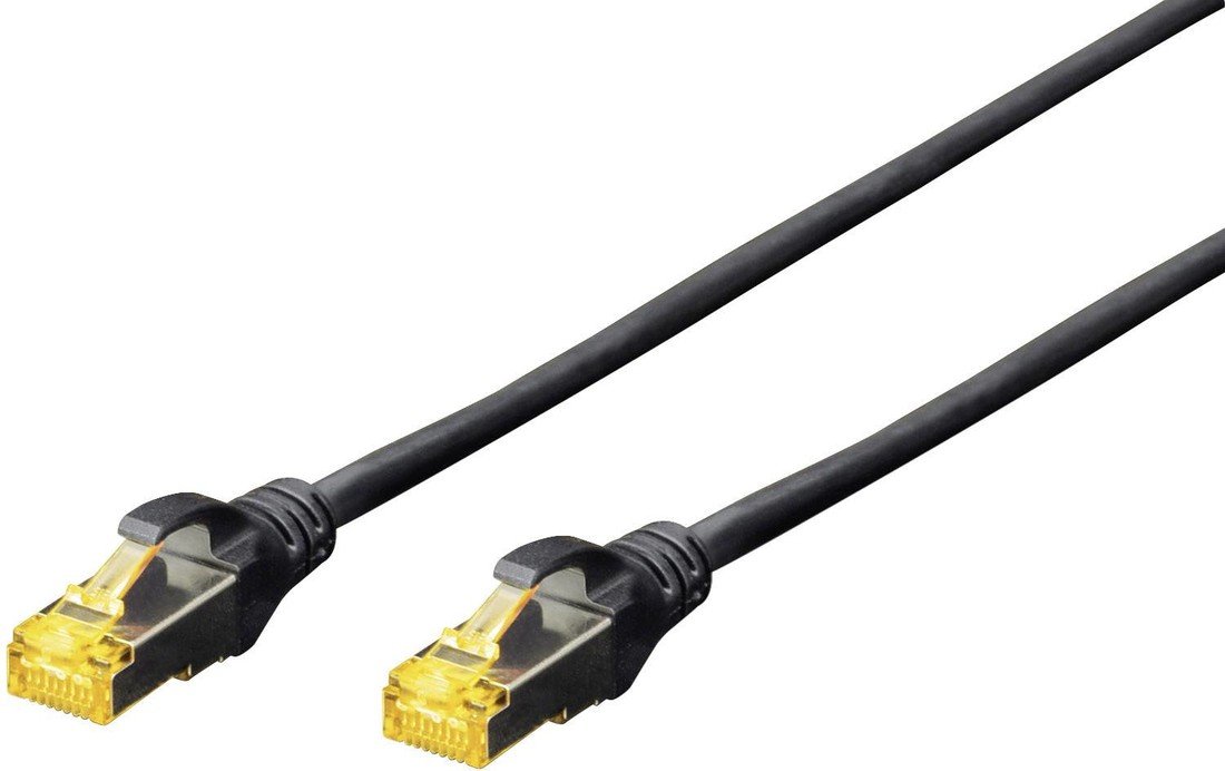 Digitus DK-1644-A-030/BL RJ45 síťové kabely, propojovací kabely CAT 6A S/FTP 3.00 m černá bez halogenů, kroucené páry , s ochranou, samozhášecí 1 ks