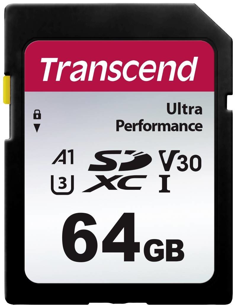 Transcend TS64GSDC340S paměťová karta SDXC 64 GB A1 Application Performance Class, v30 Video Speed Class, UHS-Class 3 nárazuvzdorné, vodotěsné