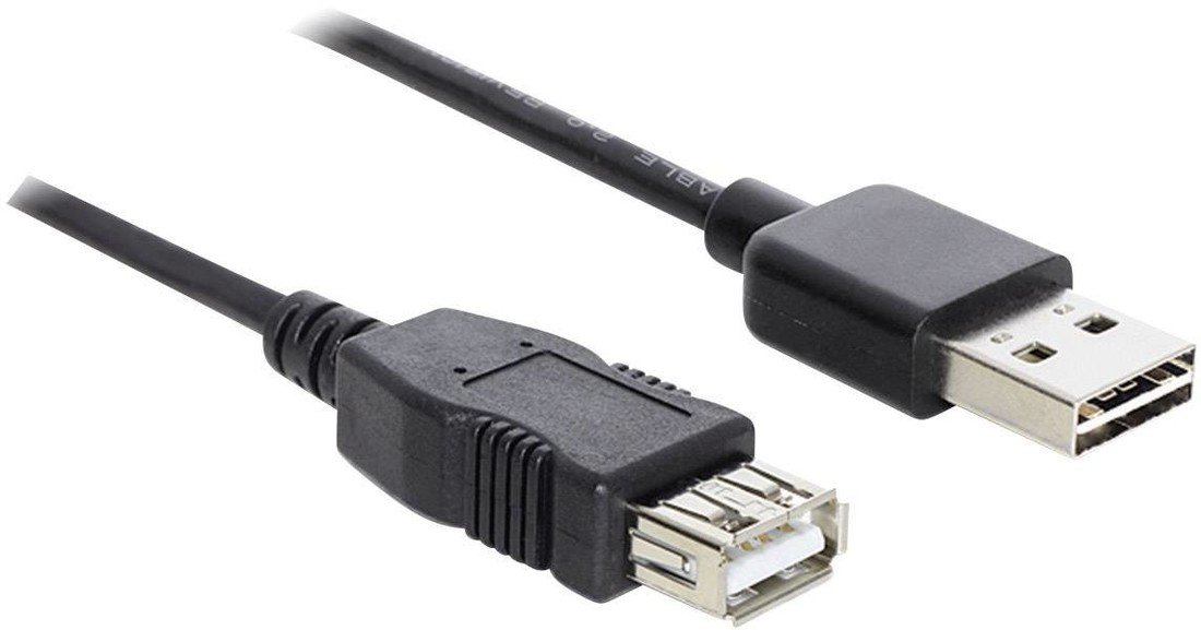 Delock USB kabel USB 2.0 USB-A zástrčka, USB-A zásuvka 1.00 m černá oboustranně zapojitelná zástrčka, pozlacené kontakty, UL certifikace 83370